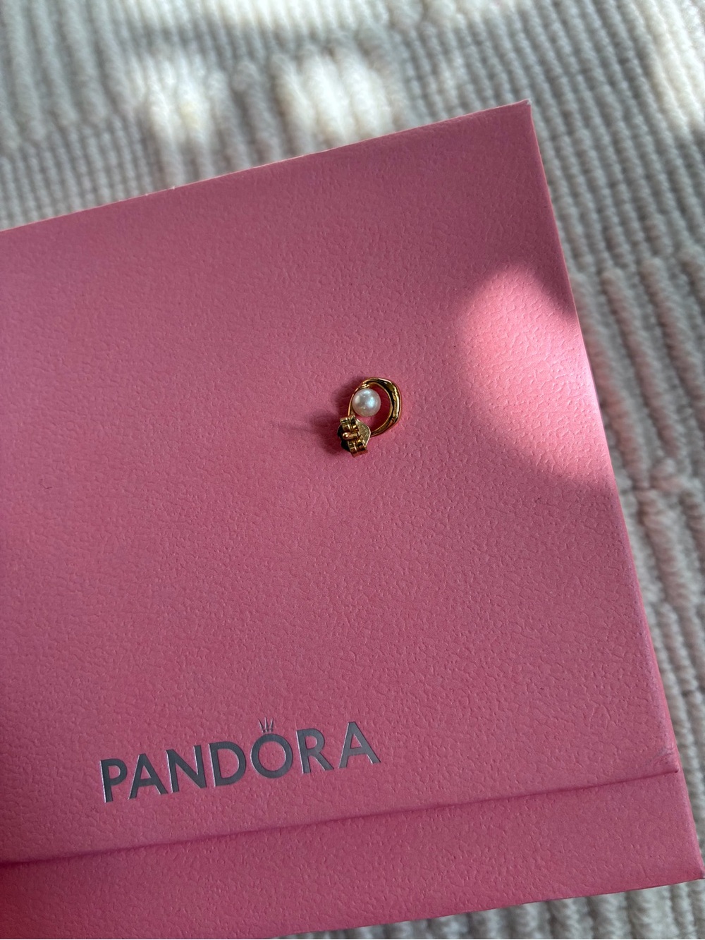 PANDORA Gold Pearl-Detail Earrings Like New